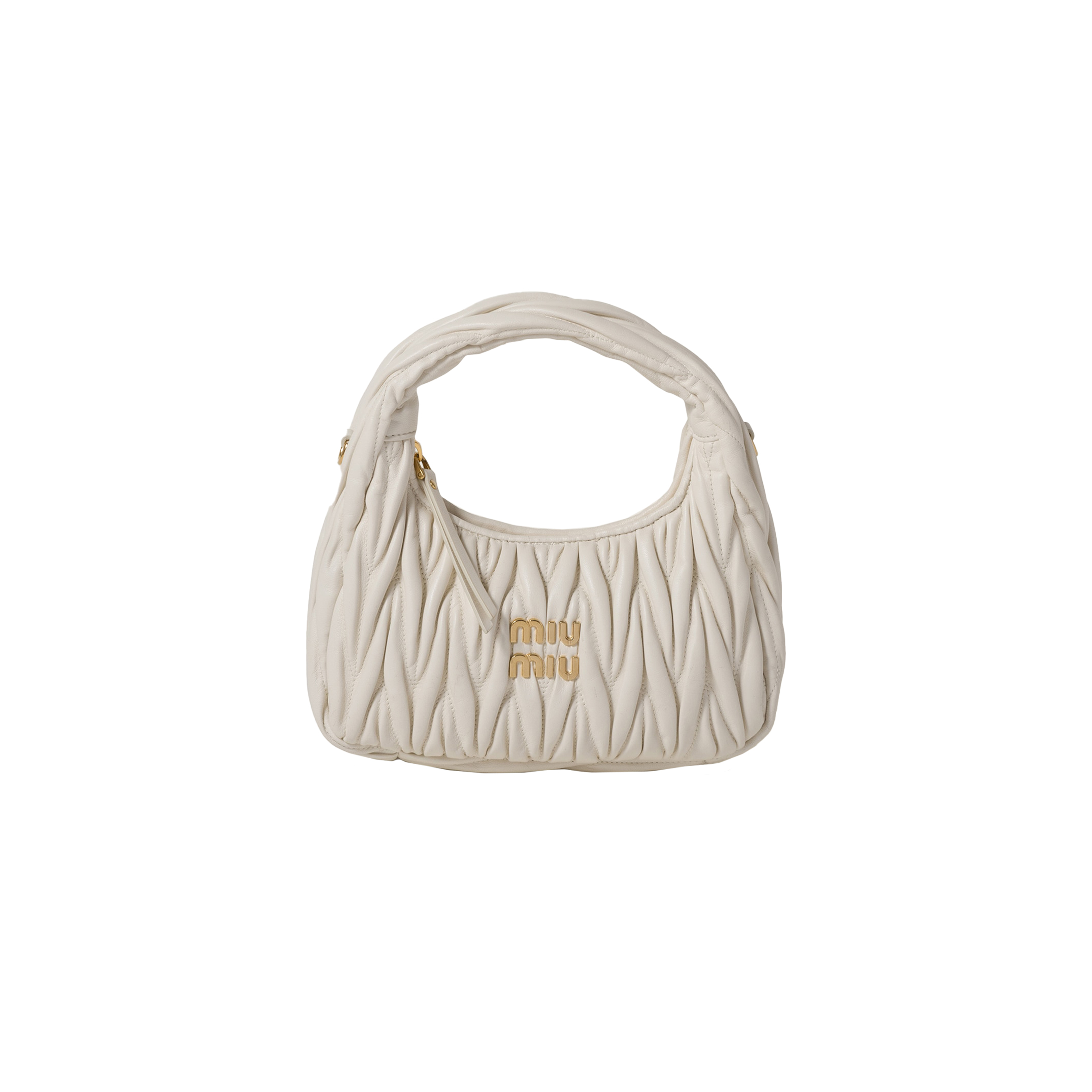 MIU MIU WANDER MATELASSÉ NAPPA LEATHER HOBO BAG 5BC125 (20*17*6cm)